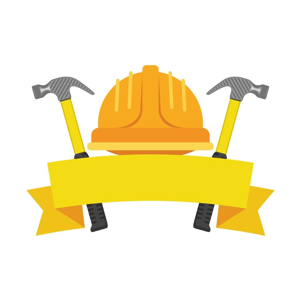 accesorio de casco de construcción con martillos vector