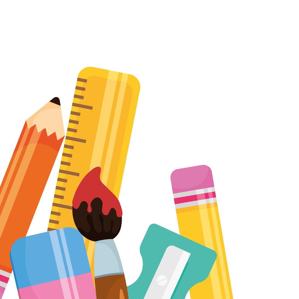 set school supplies equipment icons vector