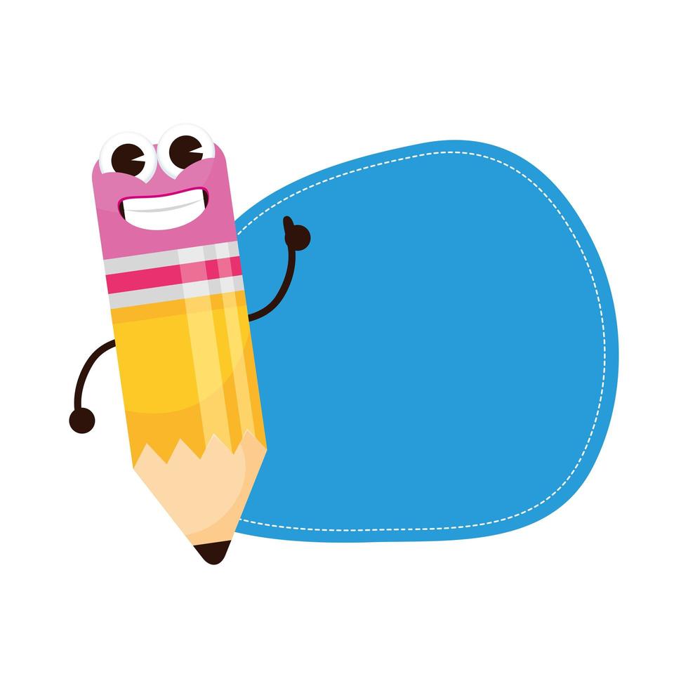 pencil school supply kawaii character vector