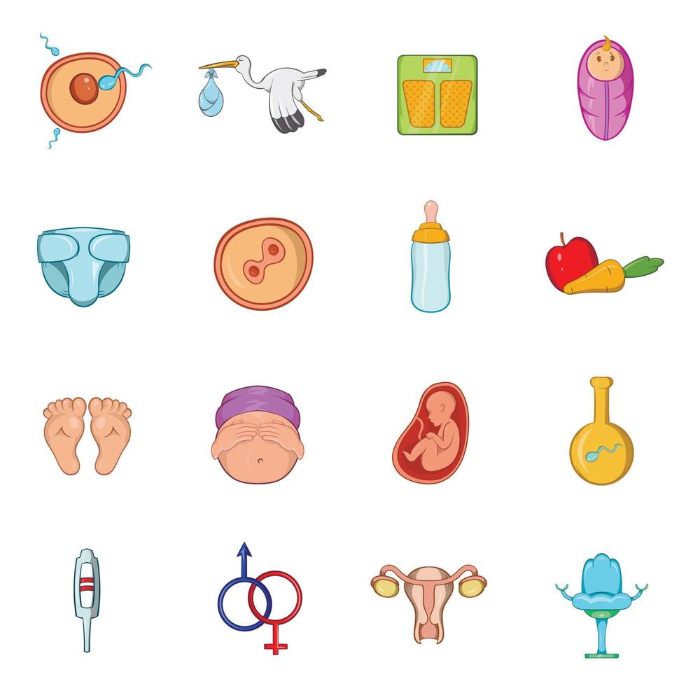New born baby icons set vector