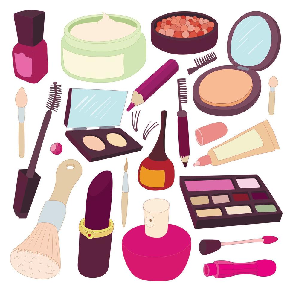 conjunto de iconos de cosméticos, estilo de dibujos animados vector