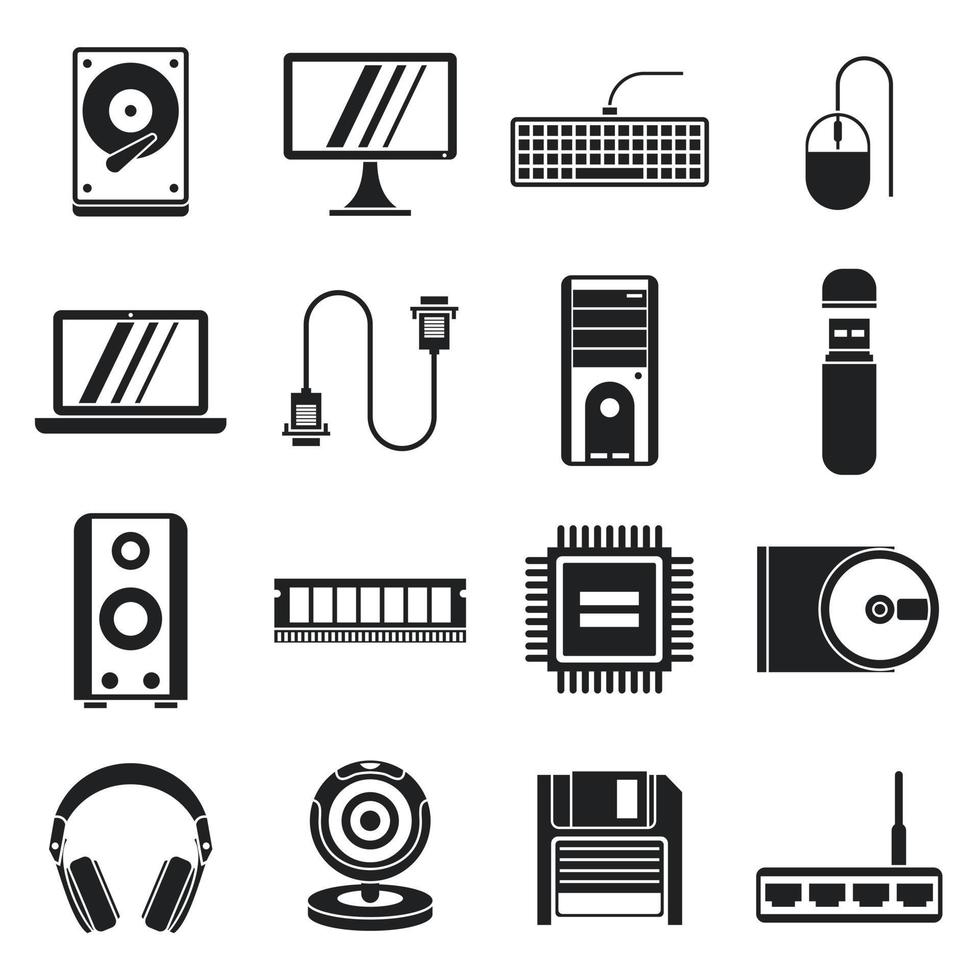 Computer icons set, simple style vector