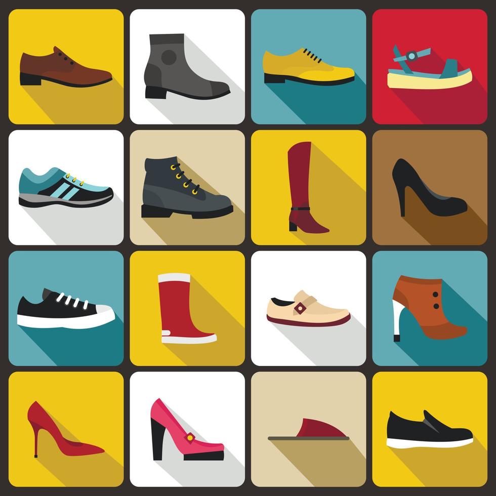Shoe icons set in flat style vector