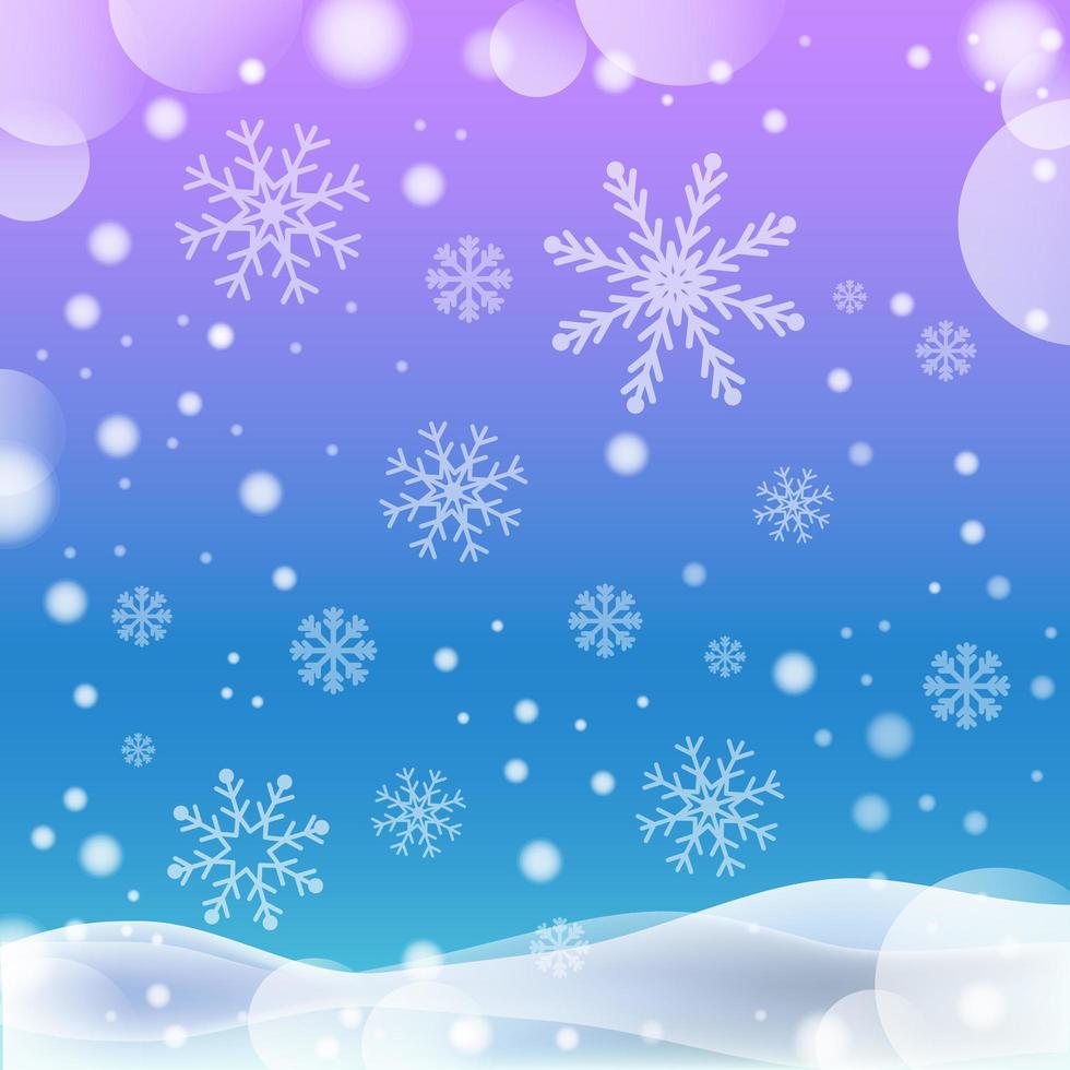 White falling snow, big snowdrifts, different snowflakes, festive Christmas background - Vector