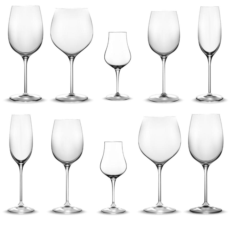 Set of empty wine glasses. Wine glass vector