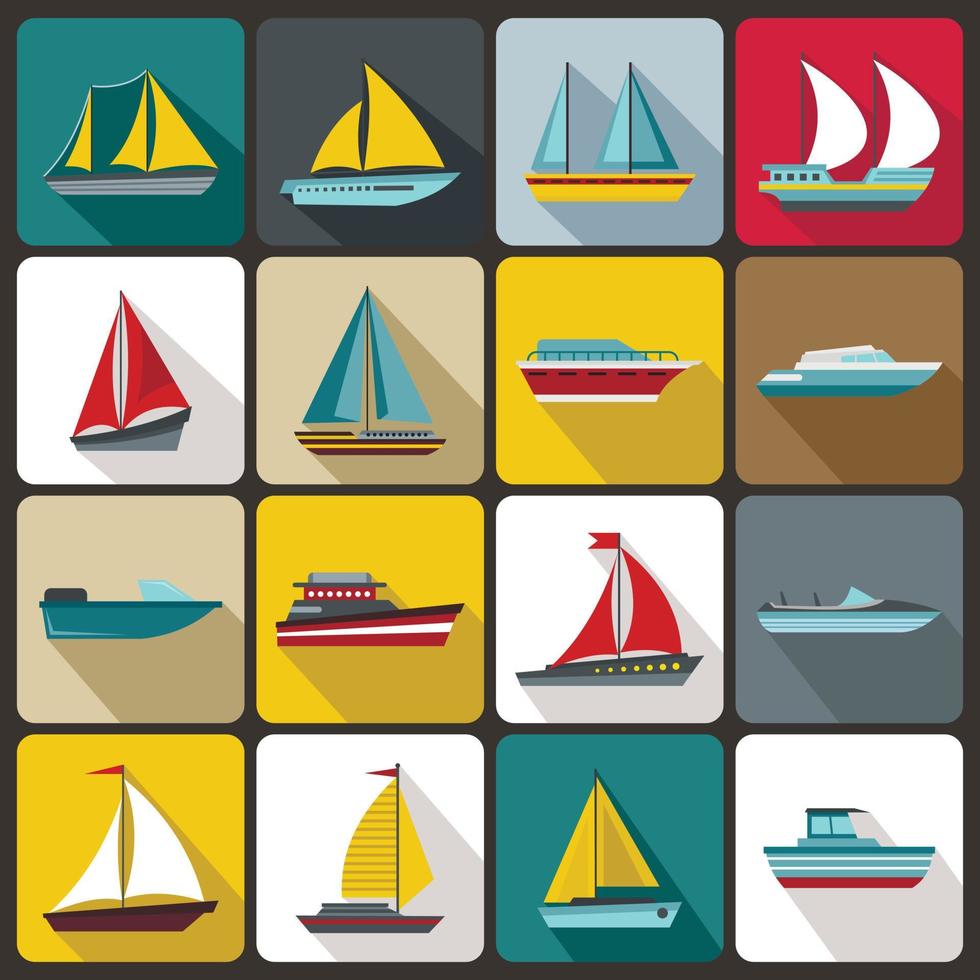 conjunto de iconos de barco y barco vector