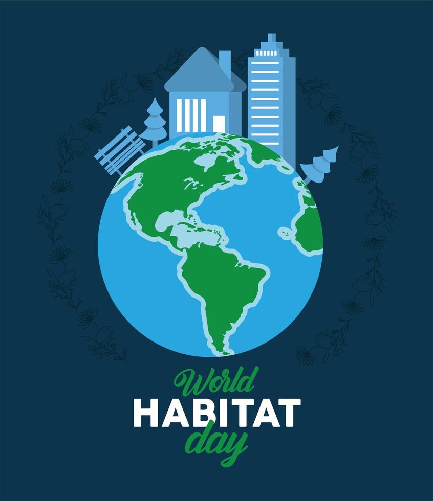 world habitat day card vector