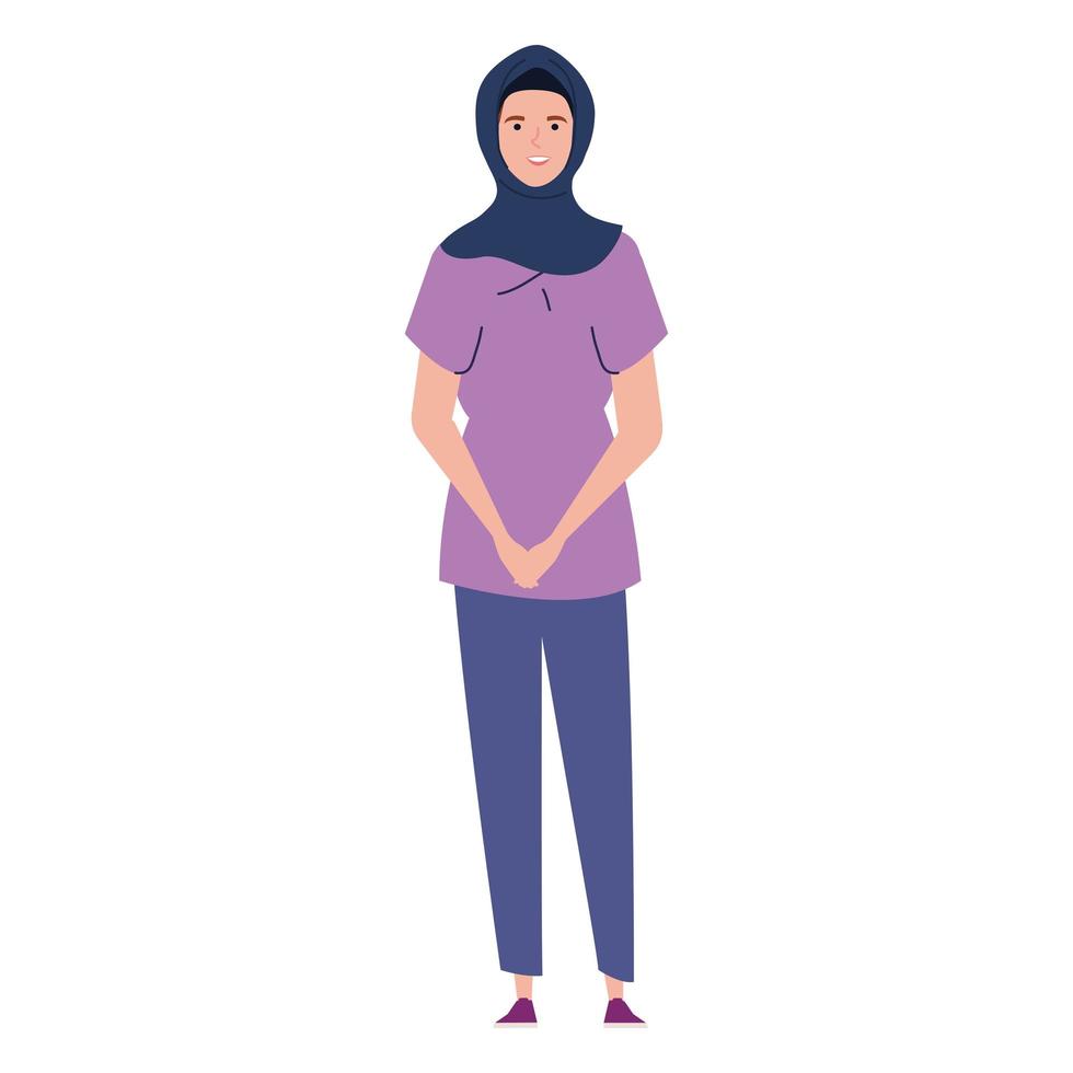 mujer vistiendo hijab accesorio vector