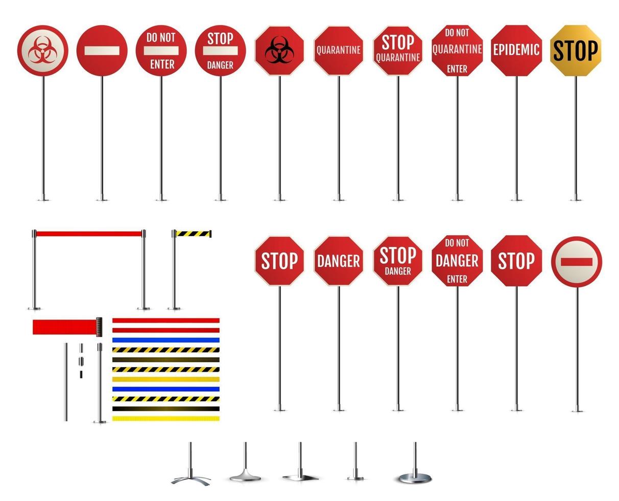Traffic signs. Quarantine, biohazard, epidemic danger, and ets vector
