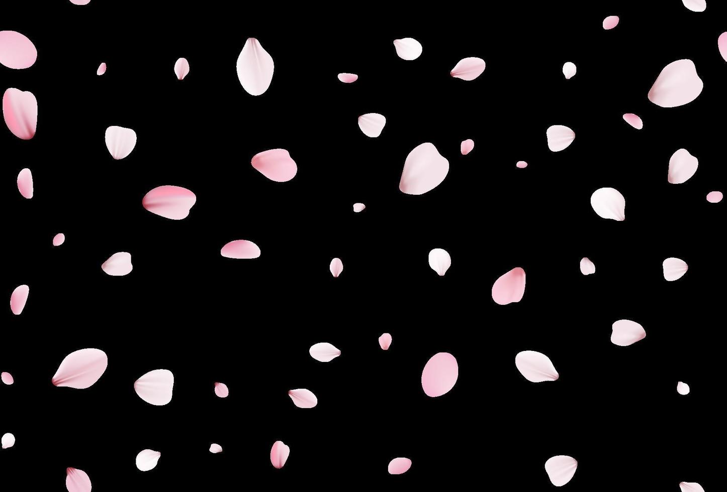 Seamless sakura petals. Falling realistic cherry petals vector