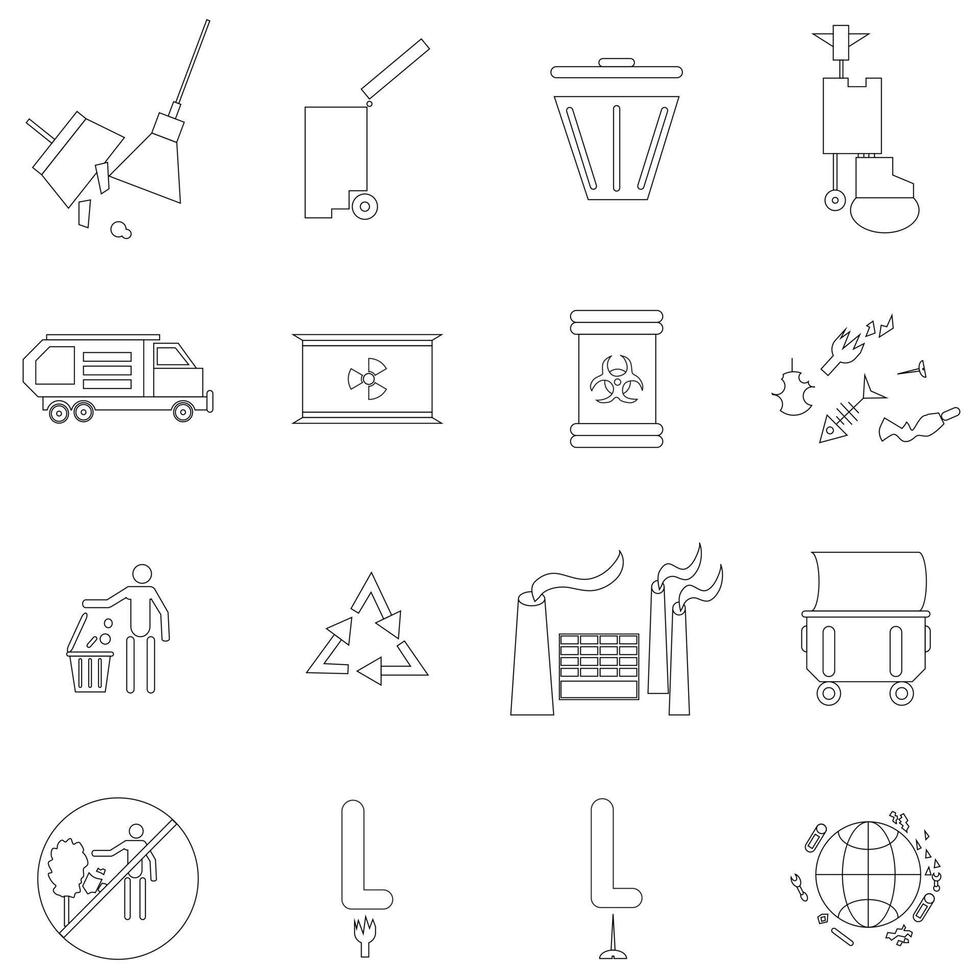 Conjunto de iconos de ecología, estilo de contorno vector