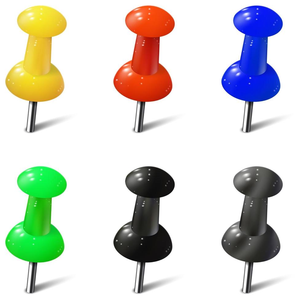 Set of realistic push pins in different colors. Thumbtacks 4221978 ...