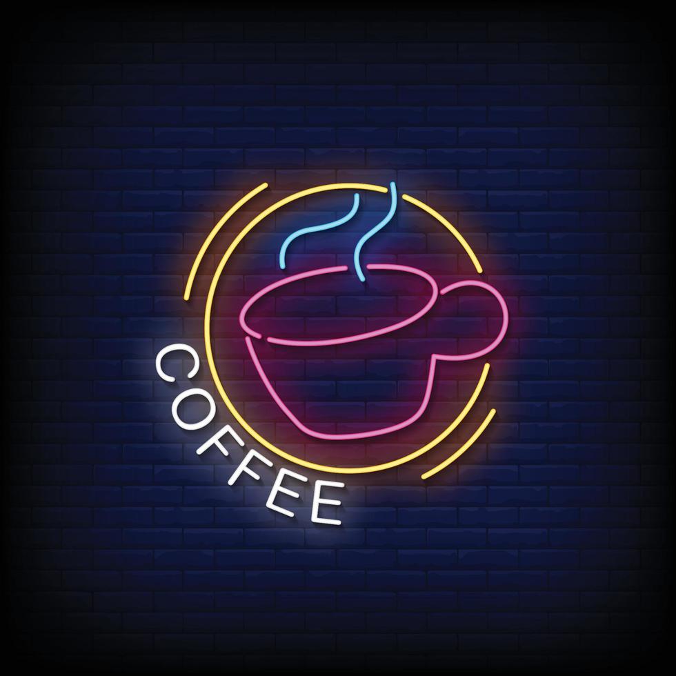 Coffee Neon Signs Style Text Vector