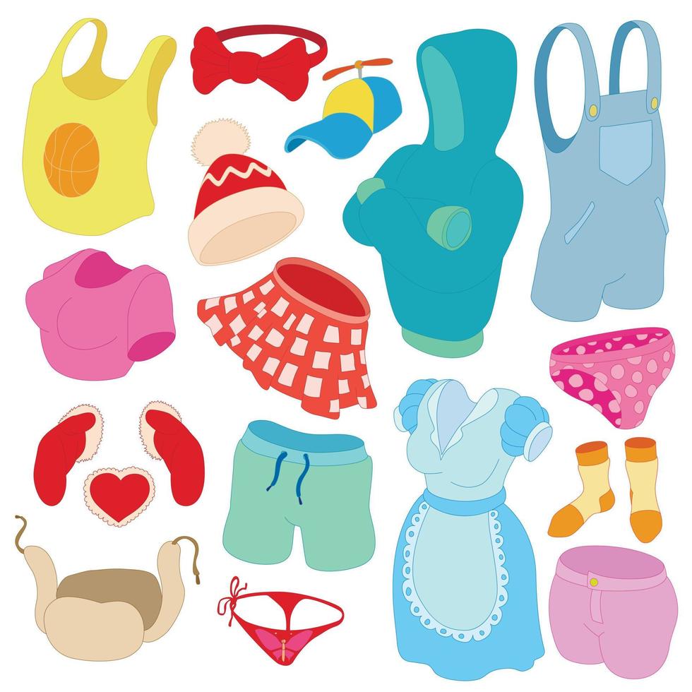 Clothes Icons set, cartoon style vector