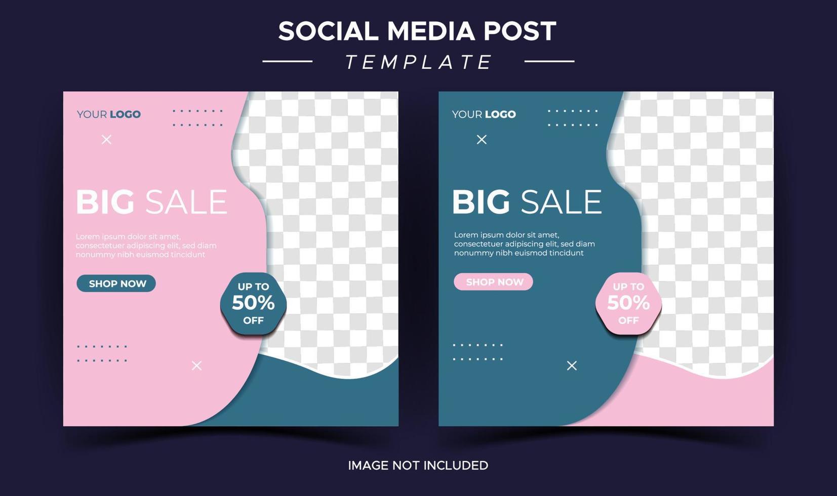 social media post big sale template promotion vector