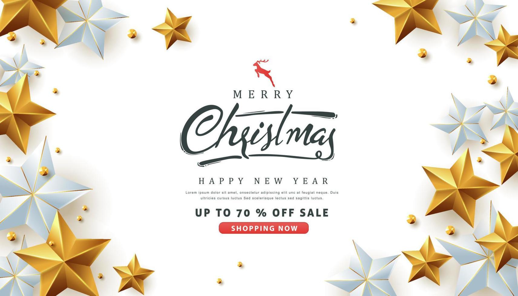 Happy New Year and Merry Christmas sale banner poster template vector