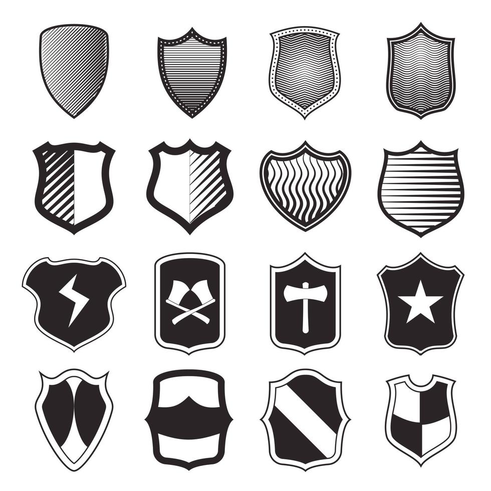 Shield icons set in simple style vector