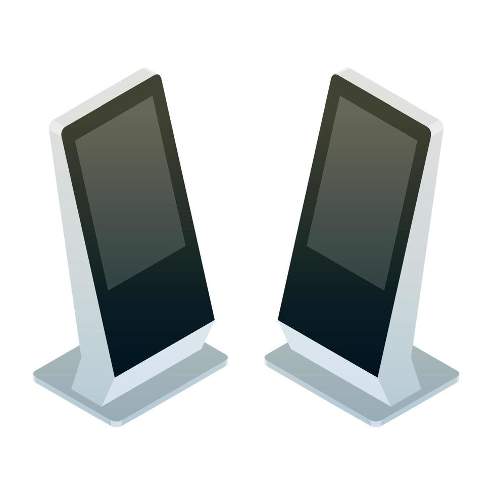 Realistic vector interactive information kiosk, terminal, stand