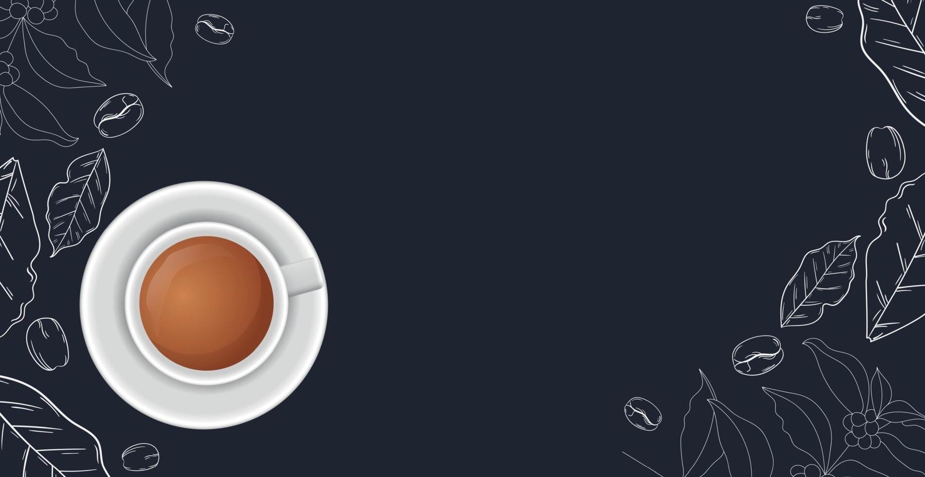 Fondo de café con taza de café realista - vector