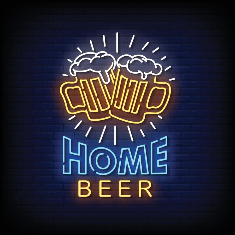 Home Beer Neon Signs Style Text Vector