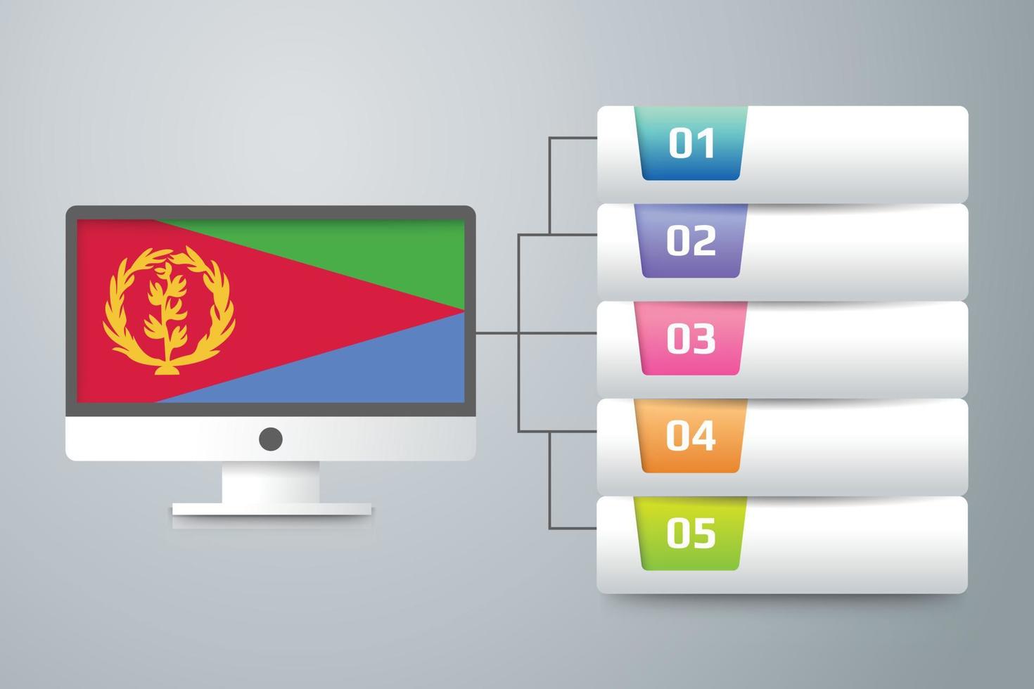 Eritrea Flag with Infographic Design Incorporate with Computer Monitor vector