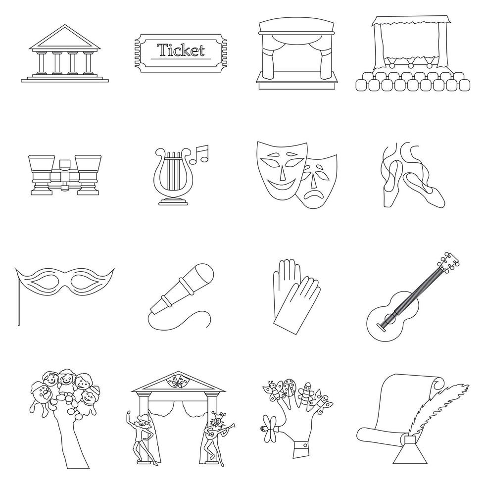 Art Culture icons set, thin line style vector