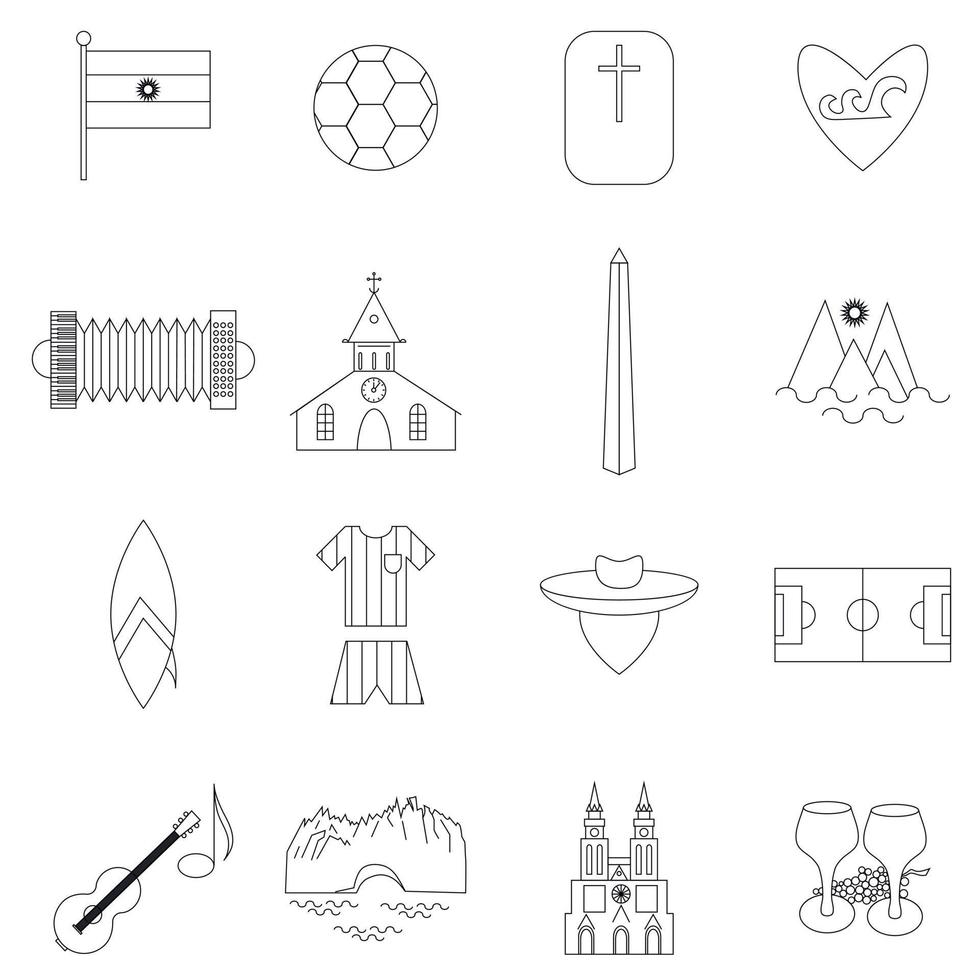 Argentina outline icons vector