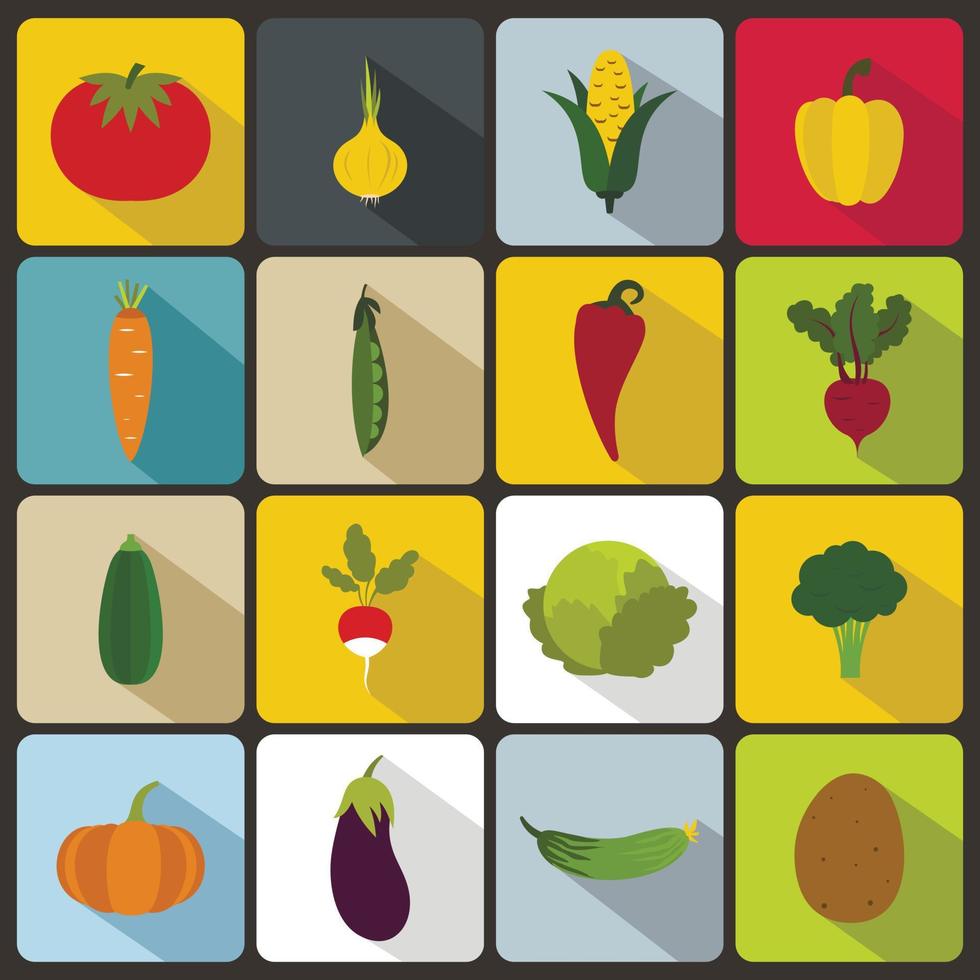 conjunto de iconos de verduras vector