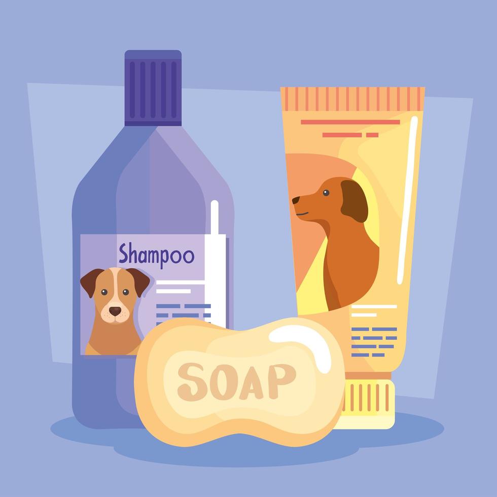 Dogs shampoo and soap vector