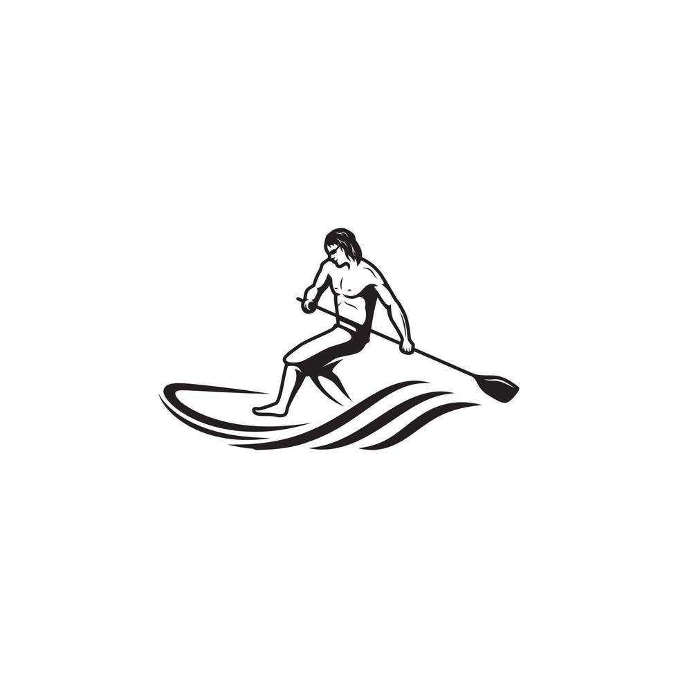 logo of a man playing surfing vector