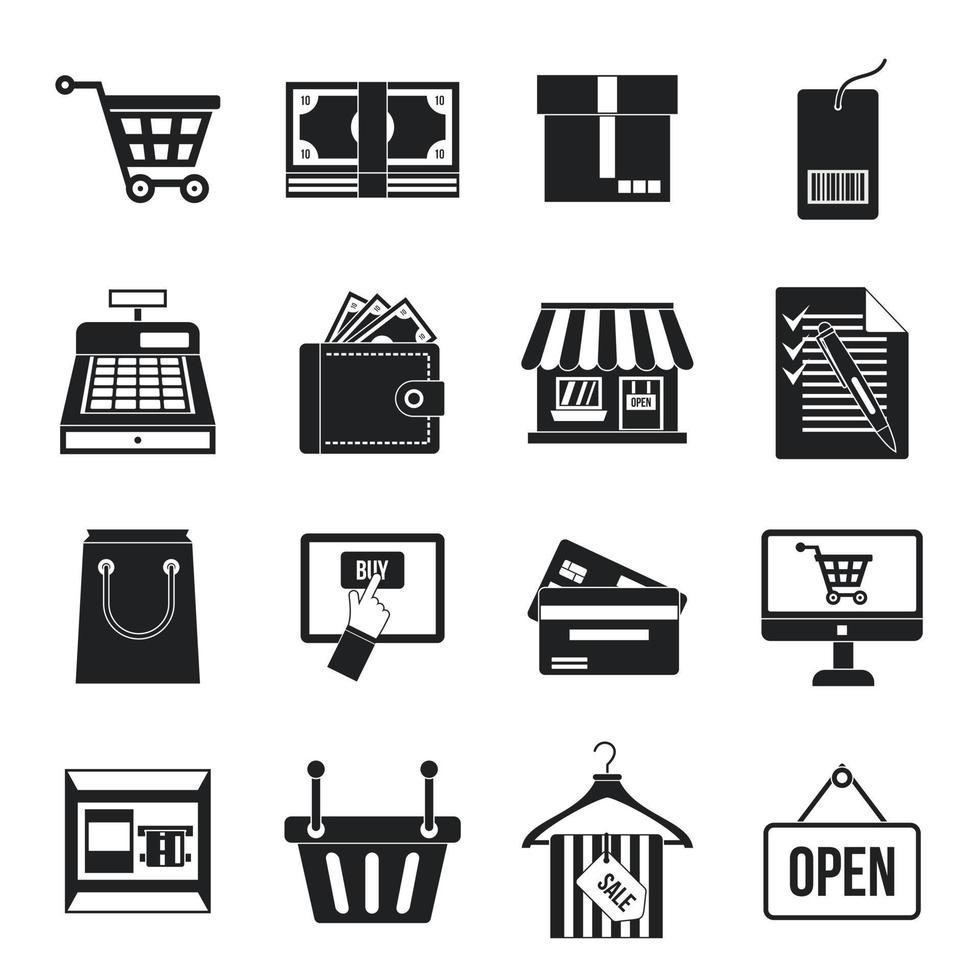 conjunto de iconos de compras, estilo simple vector