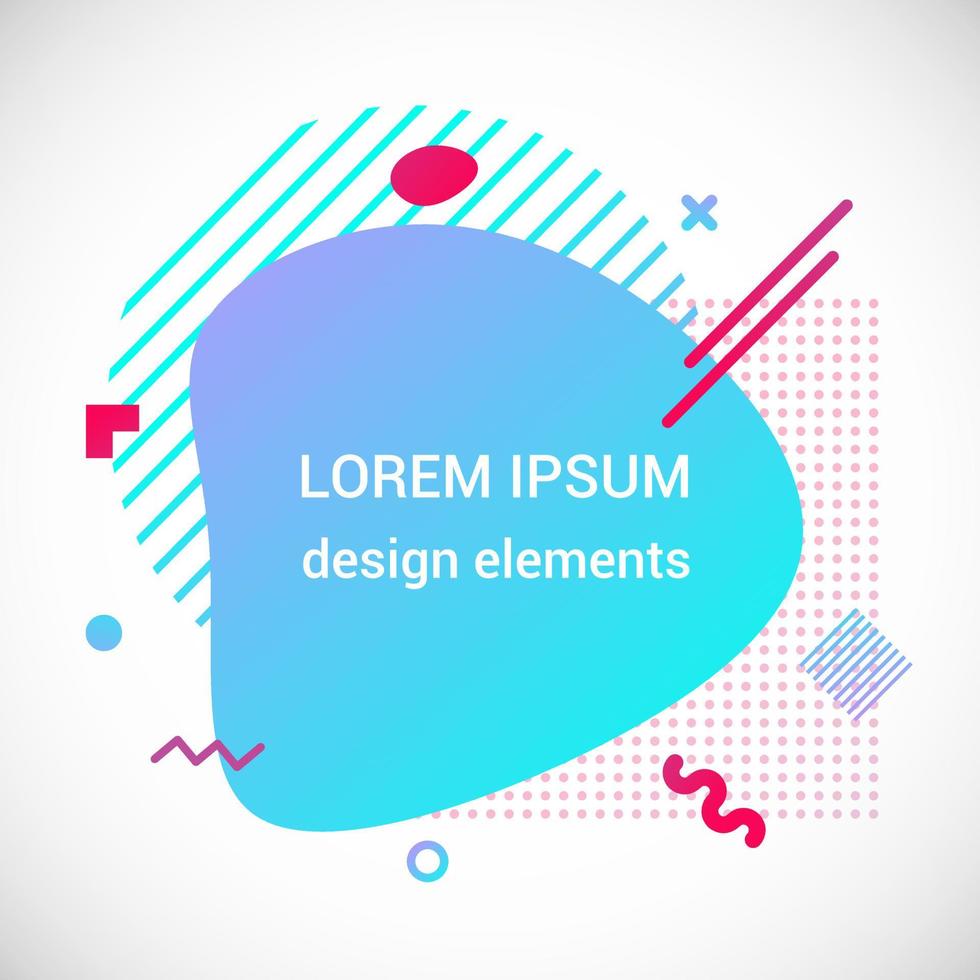 Modern liquid abstract element shape gradient memphis style design fluid vector colorful illustration banner simple shape template for presentation, flyer, brochure isolated on white background.