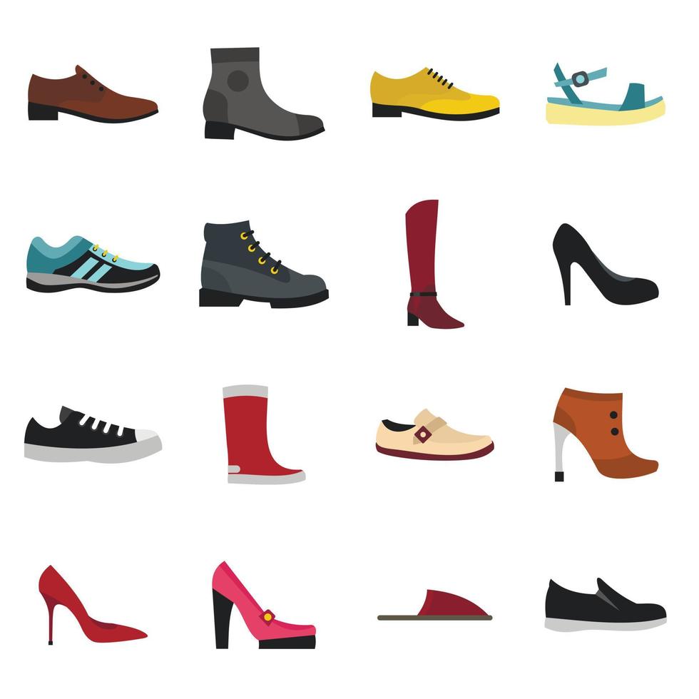 Shoe icons set in flat style vector