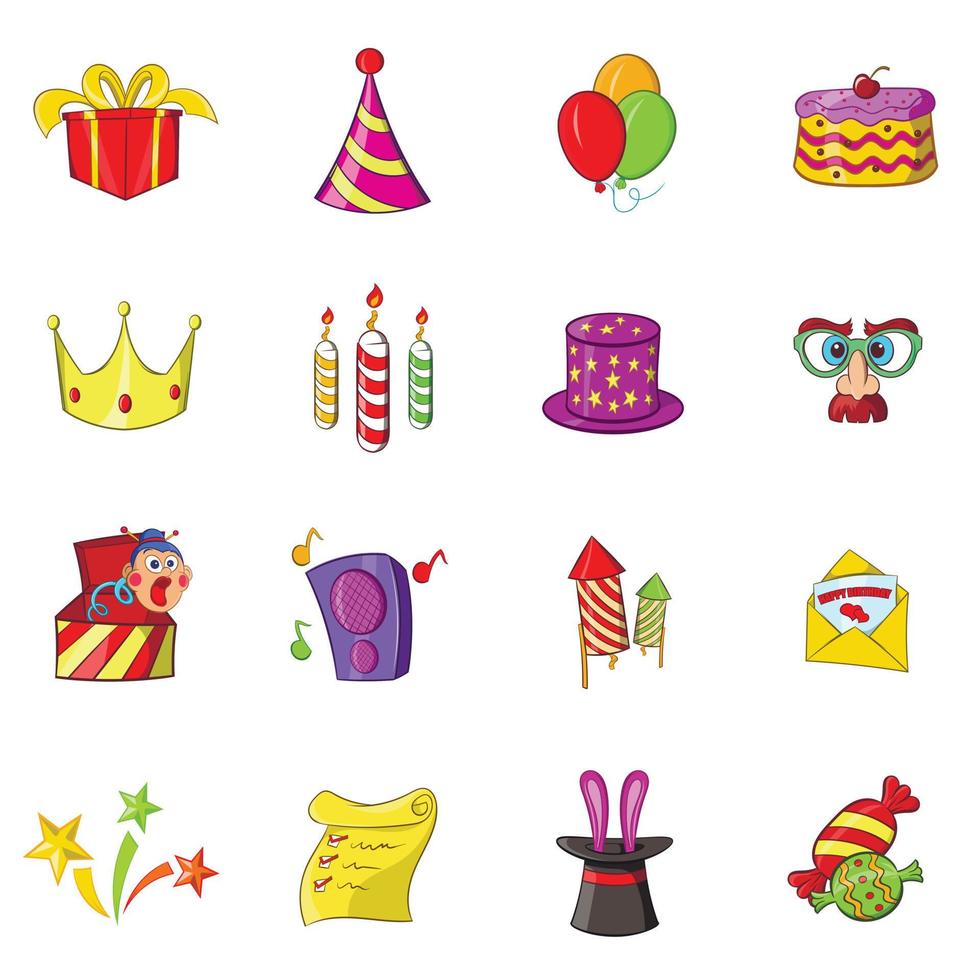 Birthday icons set vector