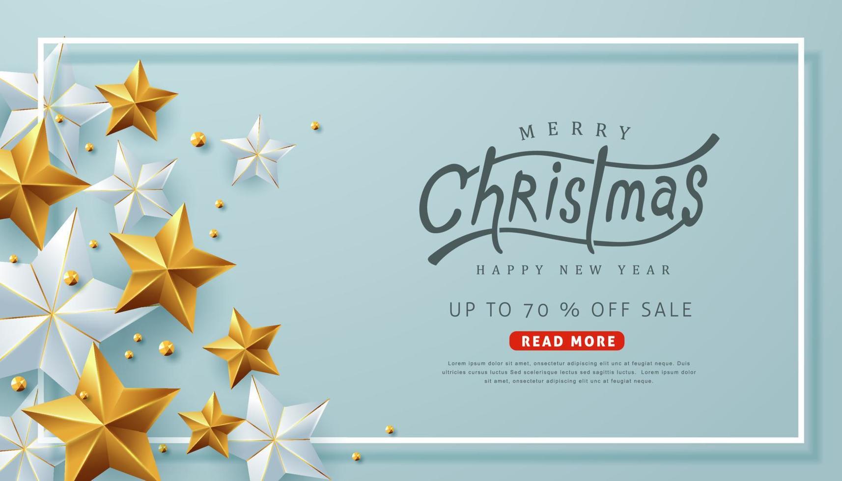 Happy New Year and Merry Christmas sale banner poster template vector