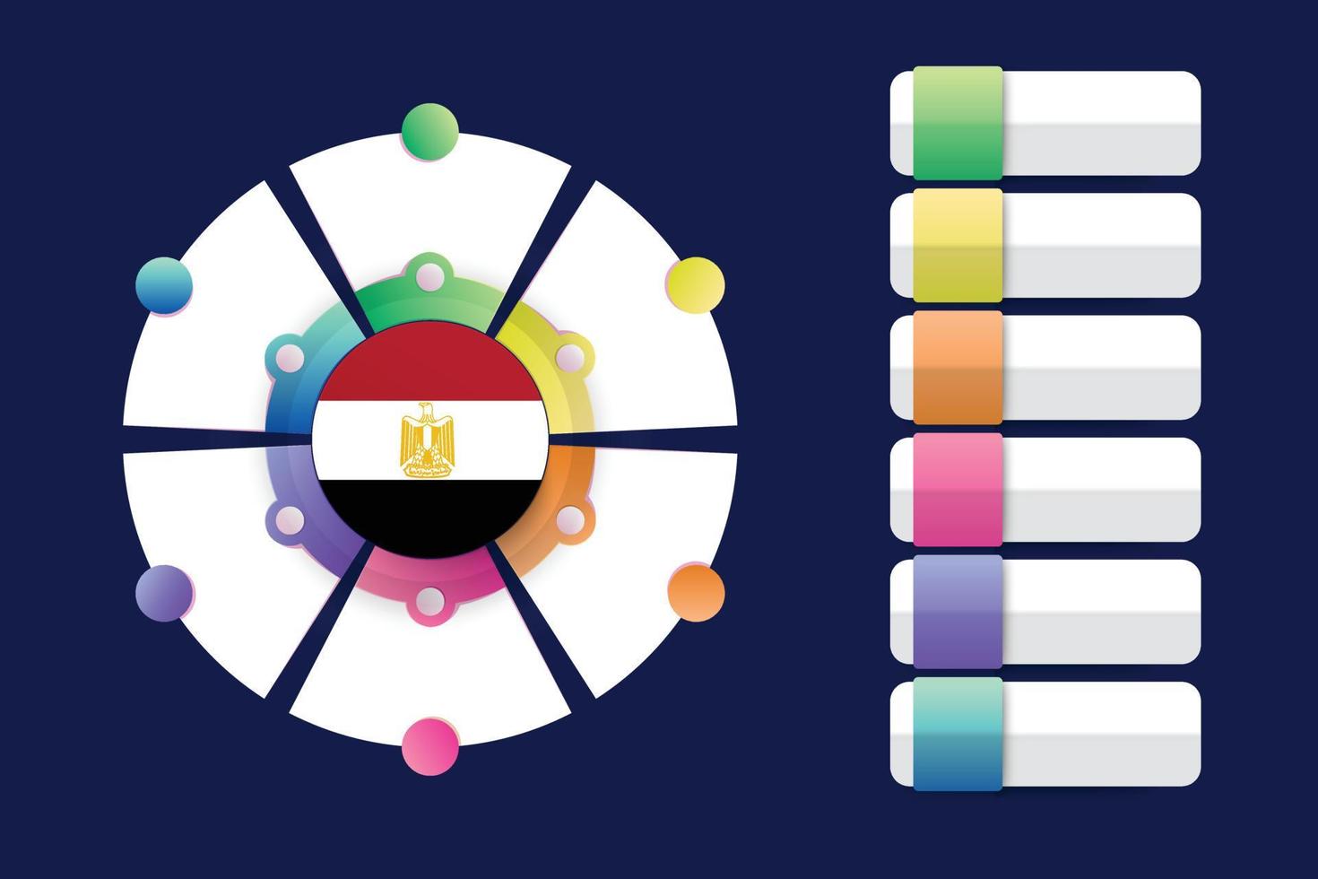 bandera de egipto con diseño infográfico incorporado con forma redonda dividida vector