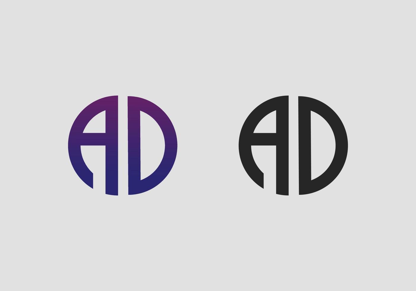 AD letter logo vector template Creative modern shape colorful monogram Circle logo company logo