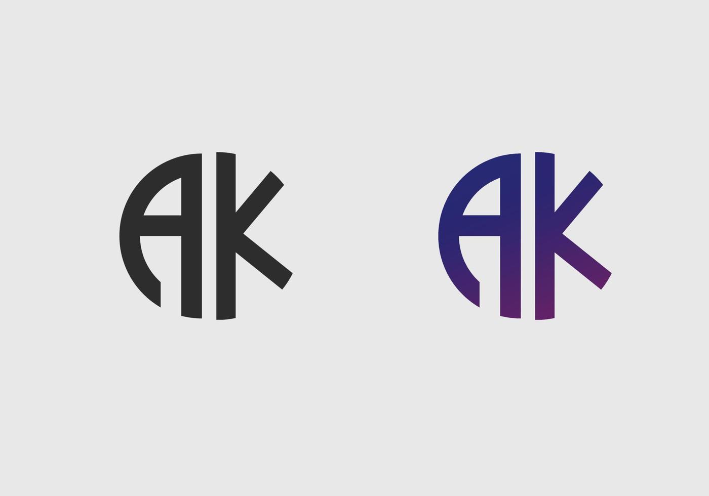 AK initial letter logo vector template Creative modern monogram Circle logo