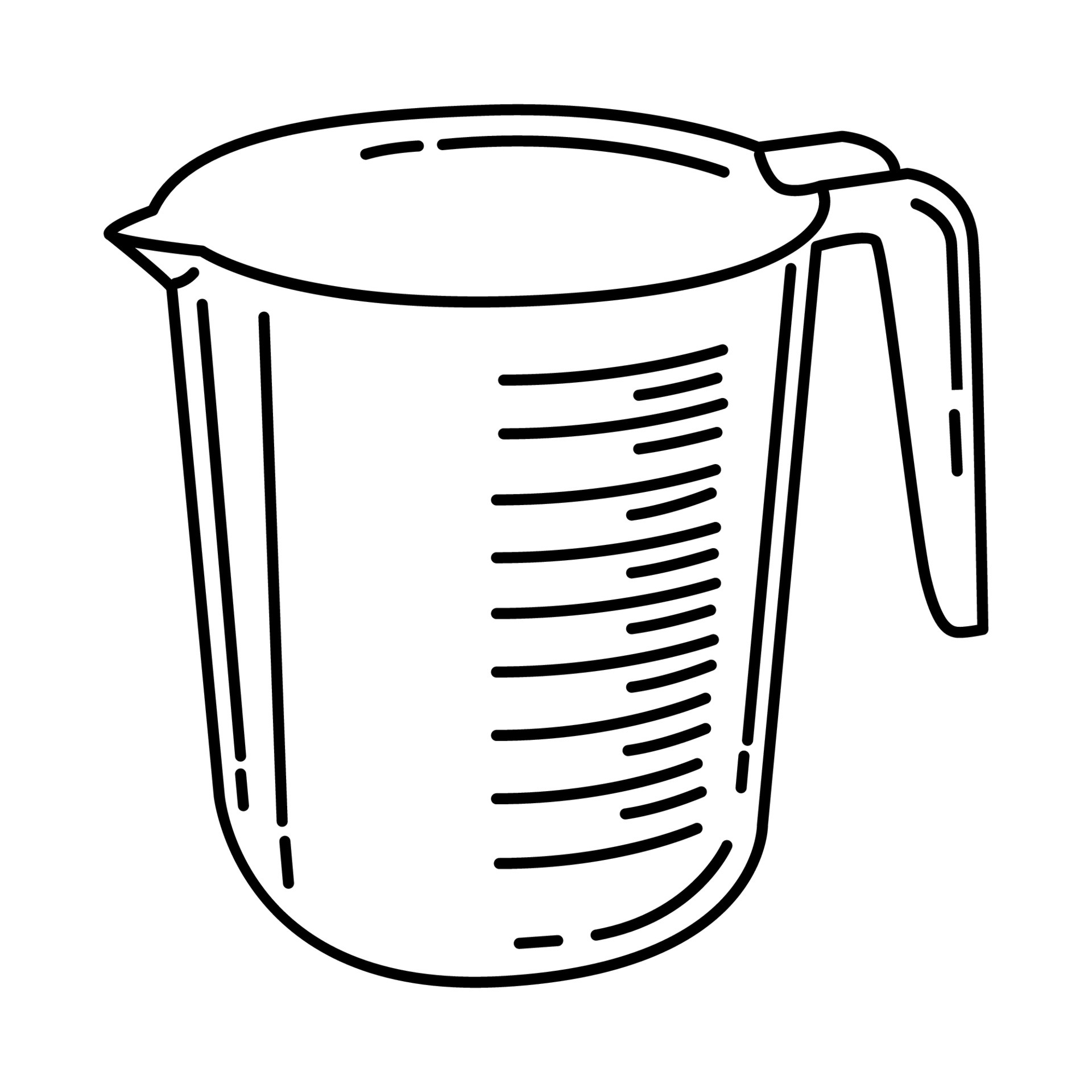 A vector drawing of a 10 ml measuring cup. liquid measurement