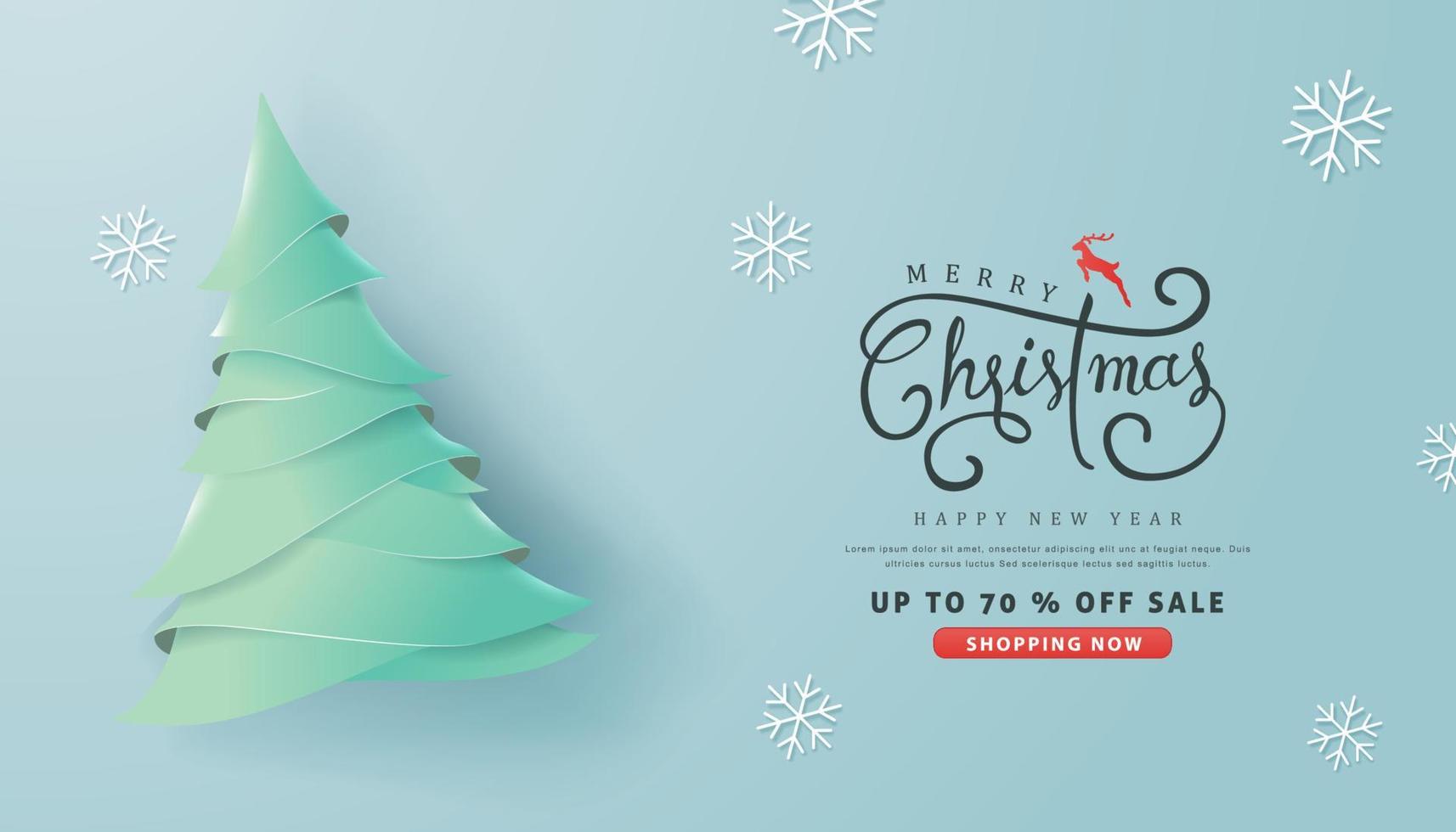 Happy New Year and Merry Christmas sale banner poster template vector