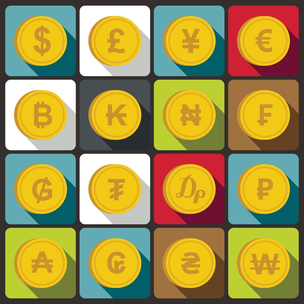 moneda de diferentes países conjunto de iconos vector