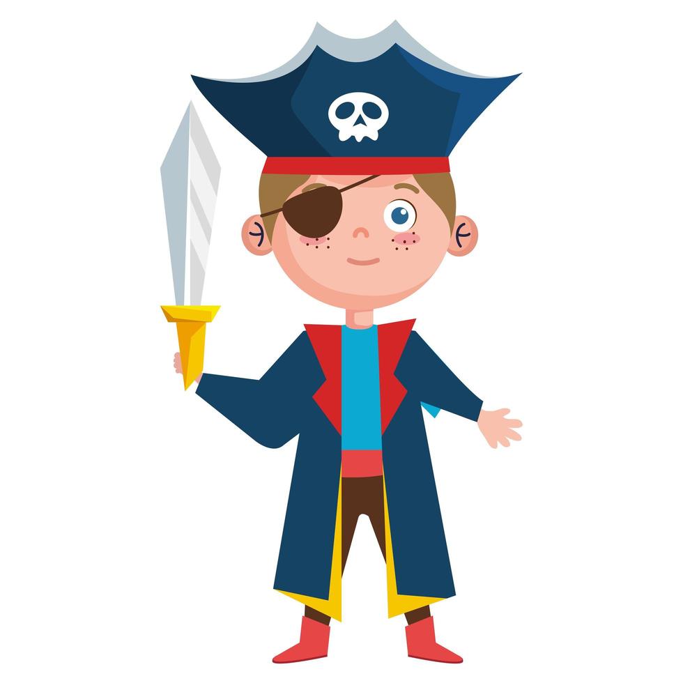 niño con disfraz de pirata vector