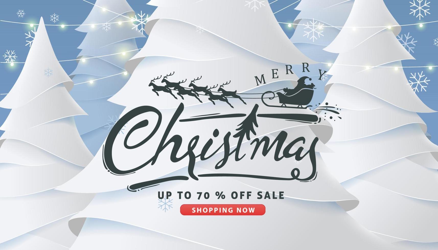 Happy New Year and Merry Christmas sale banner poster template vector