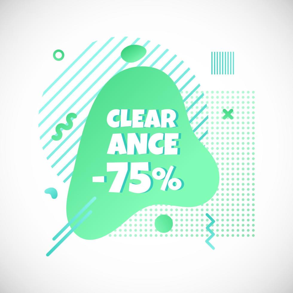 Modern liquid abstract special offer price sign CLEARANCE text gradient flat style design fluid vector colorful vector illustration banner simple shape advertising big sale or clearance symbol.