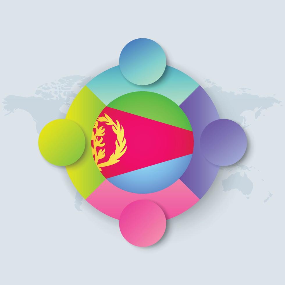 Eritrea Flag with Infographic Design isolated on World map vector