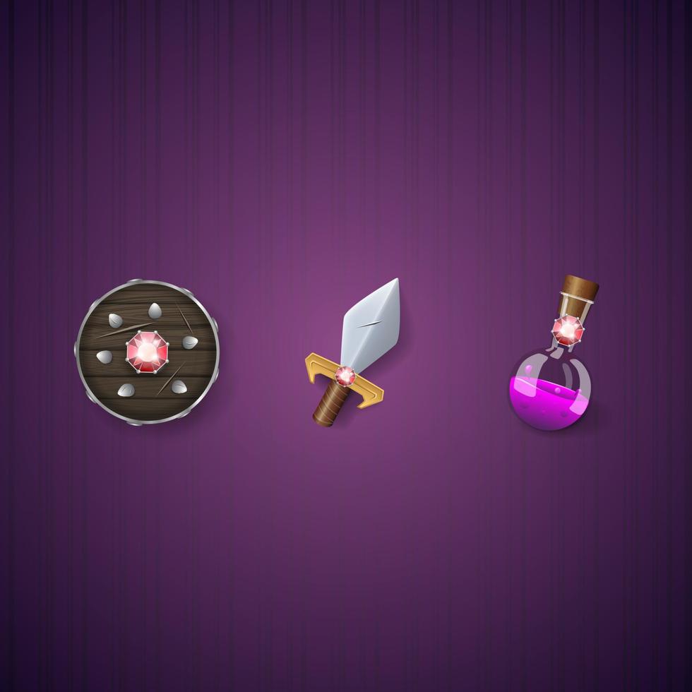 Collection of decoration weapon for computer game design vector