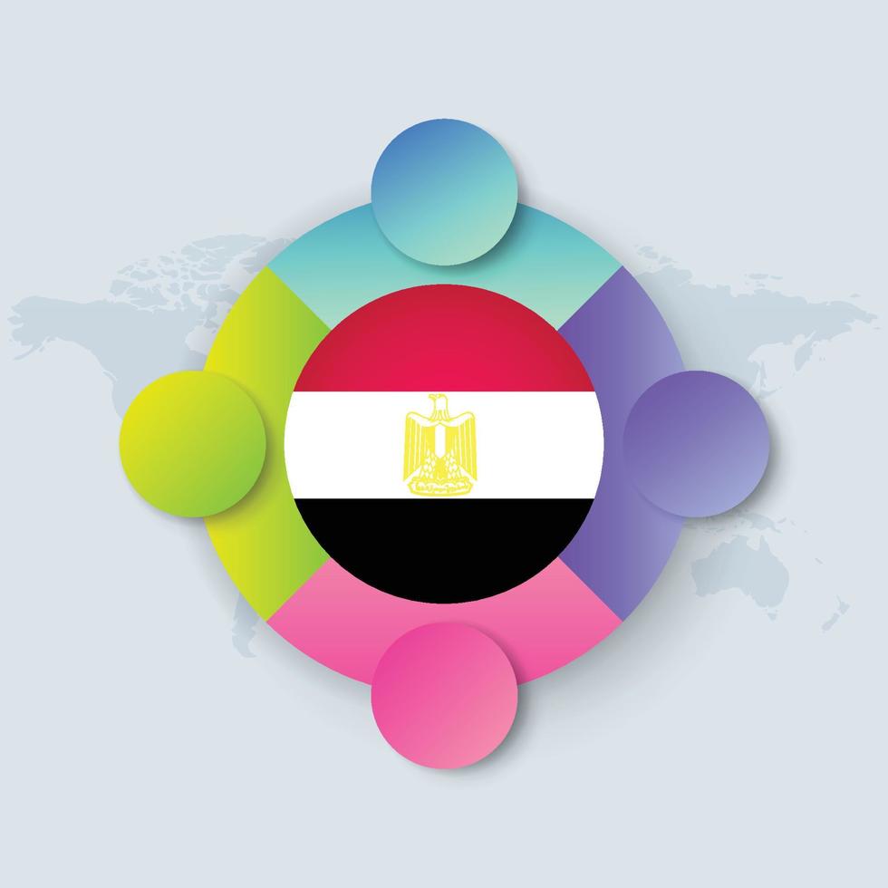 Egypt Flag with Infographic Design isolated on World map vector