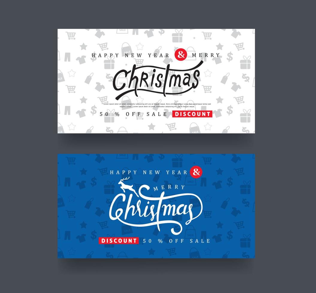 Merry christmas gift voucher discount template vector