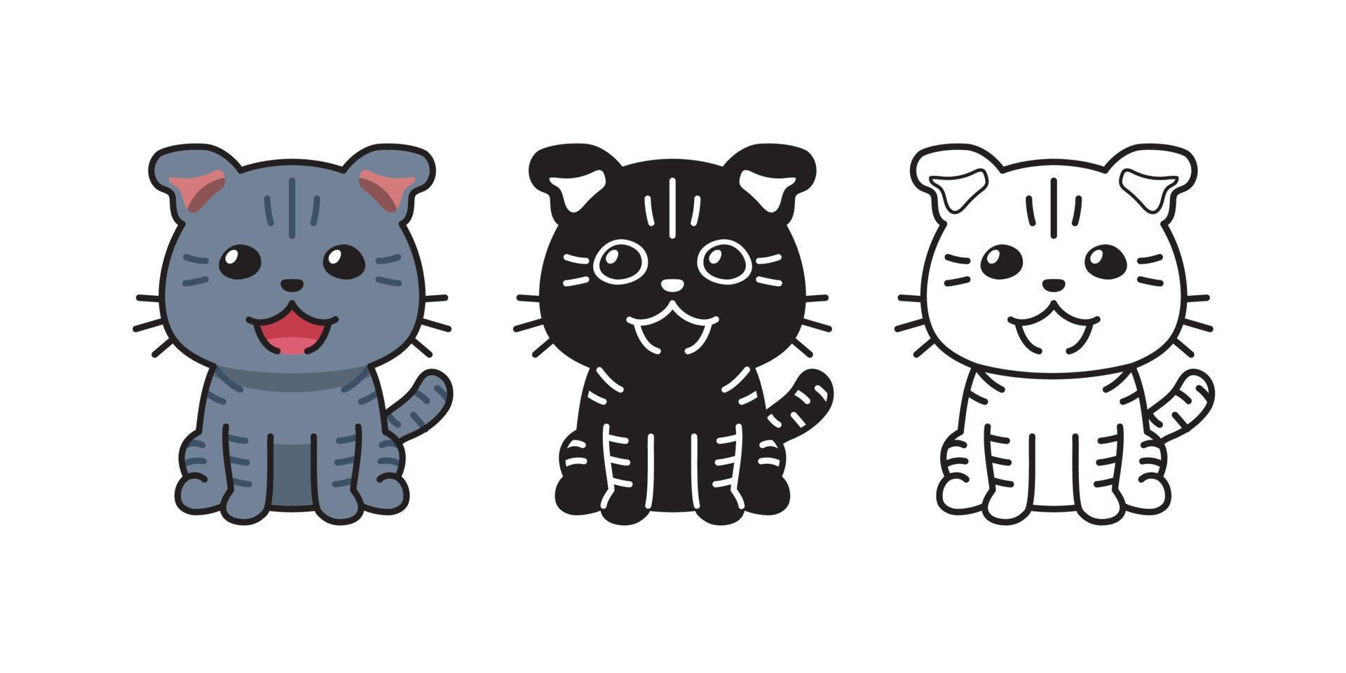 Set of vector character cartoon cute cat