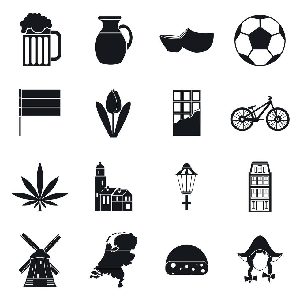 Netherlands icons set, simple style vector